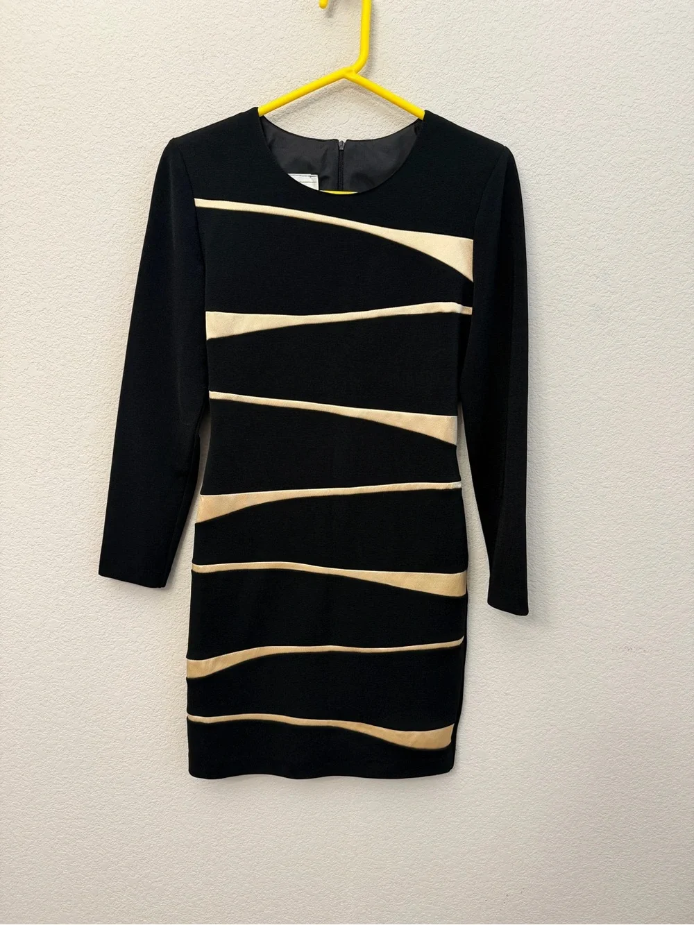Joseph Ribkoff Vintage 1990’s Black Mini Dress metallic gold Accents bodycon